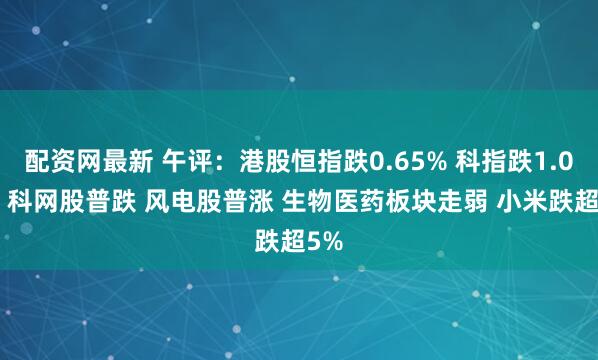 配资网最新 午评：港股恒指跌0.65% 科指跌1.04% 科网股普跌 风电股普涨 生物医药板块走弱 小米跌超5%